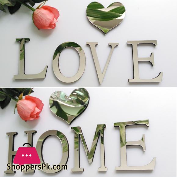 Wall Sticker English Alphabet Acrylic Mirrior 3d Sticker Decoration Wedding love letters Decorative Alphabet - EACH PCS