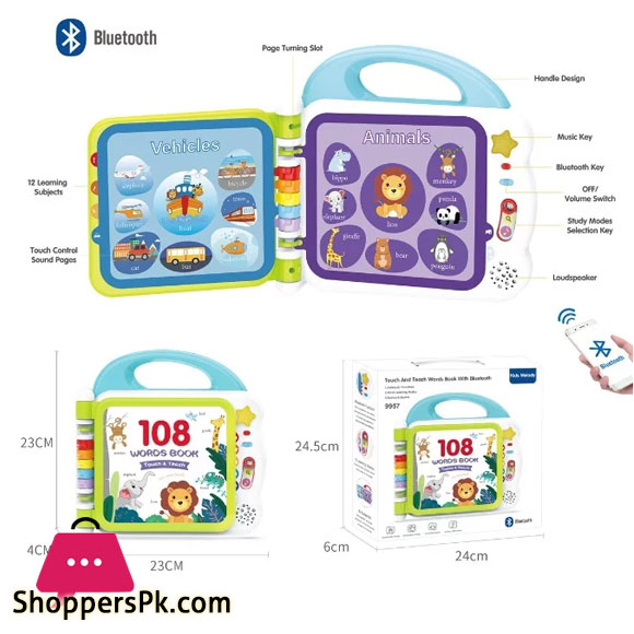 Touch and Learn 108 Words Book with Bluetooth Kids Learning Books Music Sound