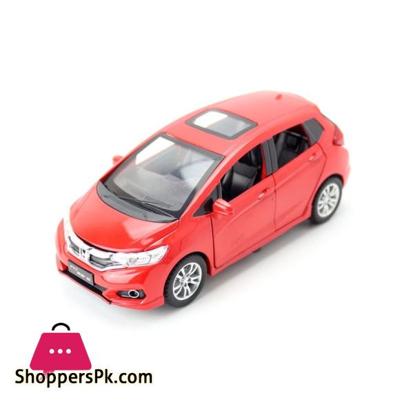1:32 Scale Diecast Toy Car Model Honda FIT JAZZ SUV Pull Back Door Openable Sound & Light Educational Collection Gift For Kid