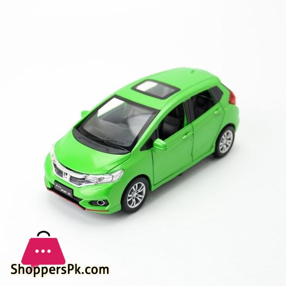 1:32 Scale Diecast Toy Car Model Honda FIT JAZZ SUV Pull Back Door Openable Sound & Light Educational Collection Gift For Kid
