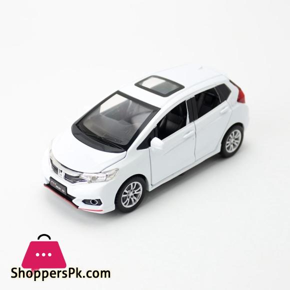 1:32 Scale Diecast Toy Car Model Honda FIT JAZZ SUV Pull Back Door Openable Sound & Light Educational Collection Gift For Kid