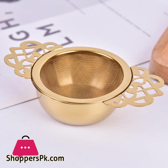 1Pcs Stainless Steel Tea Strainer Easy Clean Loose Leaf Traditional Hanging Herbal Double Ear Infuser Filter Reusable