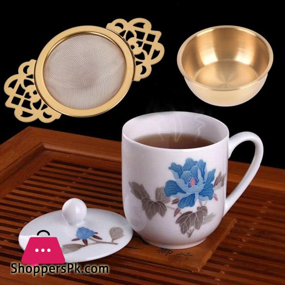 1Pcs Stainless Steel Tea Strainer Easy Clean Loose Leaf Traditional Hanging Herbal Double Ear Infuser Filter Reusable