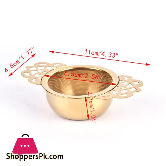 1Pcs Stainless Steel Tea Strainer Easy Clean Loose Leaf Traditional Hanging Herbal Double Ear Infuser Filter Reusable