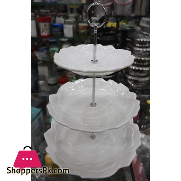 3 Tier Cupcake Stand Tiered Serving - Flower Round