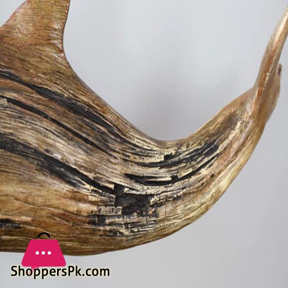Dolphin Statue Sculpture, Imitation Wooden Resin Crafts Ornaments Home Hotel Office Desktop