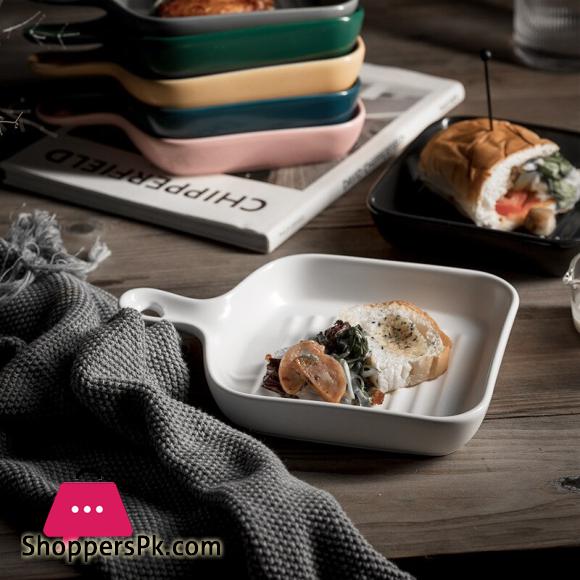 Ceramic Steak Serving Platter with Grill Linings Microwave and oven safe