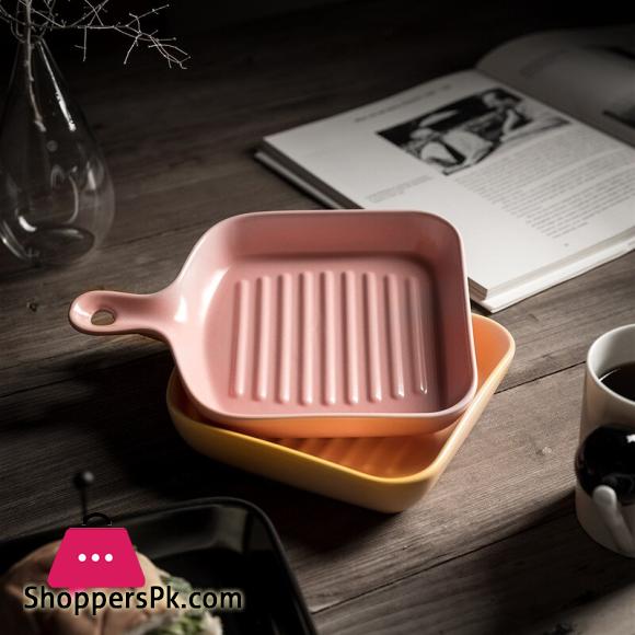Ceramic Steak Serving Platter with Grill Linings Microwave and oven safe