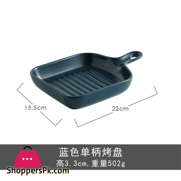 Ceramic Steak Serving Platter with Grill Linings Microwave and oven safe