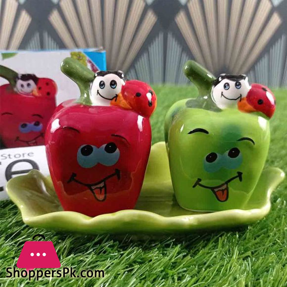 Dragon Capsicum Shape Green & Red Ceramic Salt & Pepper Shaker Set 1 Piece Salt & Pepper Set (Ceramic)