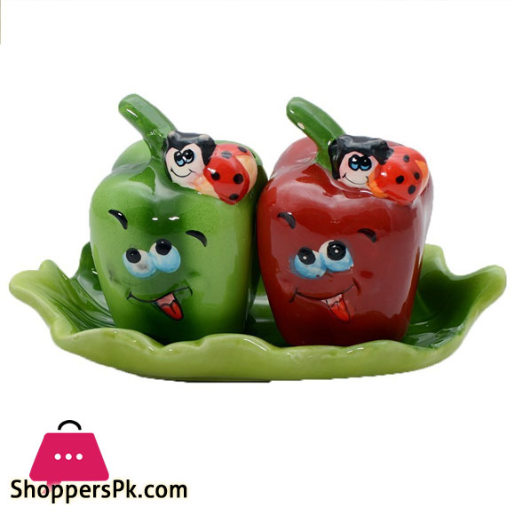 Dragon Capsicum Shape Green & Red Ceramic Salt & Pepper Shaker Set 1 Piece Salt & Pepper Set (Ceramic)