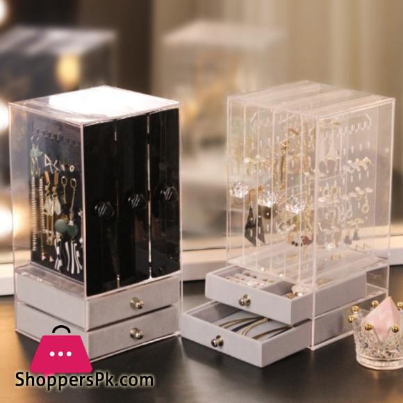 Jewelry Box Earring Storage Box Jewelry Drawer Display Rack Organizer Necklace Jewelry Watch Cabinet Plastic