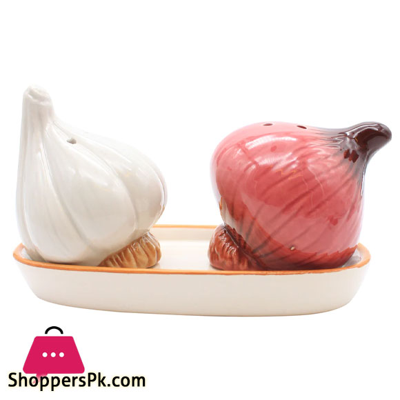 Ceramic Salt and Pepper Shakers 2 Pcs Set Onion / Mushroom Design