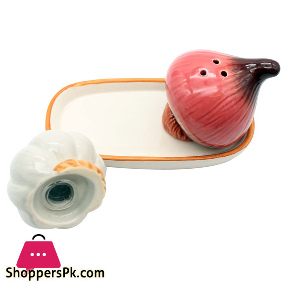 Ceramic Salt and Pepper Shakers 2 Pcs Set Onion / Mushroom Design