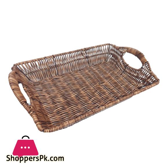 Rattan Bread Basket Rectangle with Handle Large Size : 15 Inch