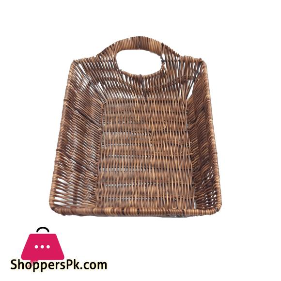 Rattan Bread Basket Rectangle with Handle Large Size : 15 Inch
