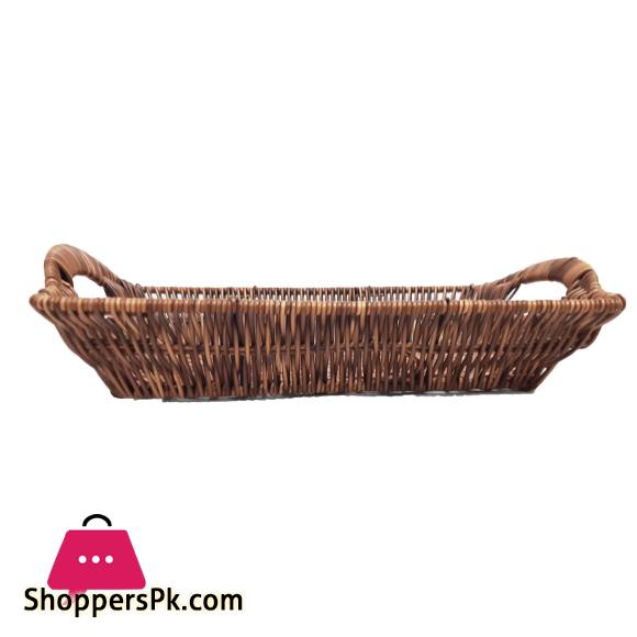 Rattan Bread Basket Rectangle with Handle Large Size : 15 Inch