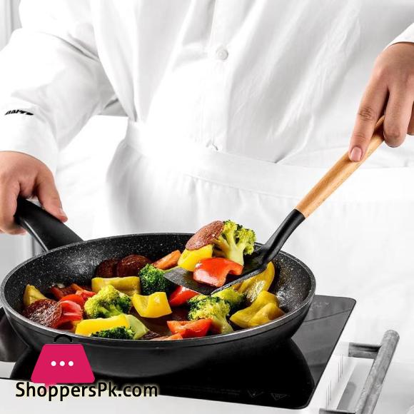 Silicone Kitchen Cookware Set With Wooden Handle Heat Resistant Non Stick Cookware Baking Tools With Storage Box Accessories