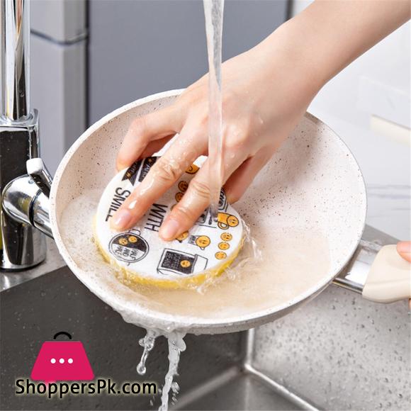 Thick Sponge Creative Smiley Face Decontamination Dish Washing Cloth Cleaner Sponge Home Kitchen Cleaning Tools Set 4pcs