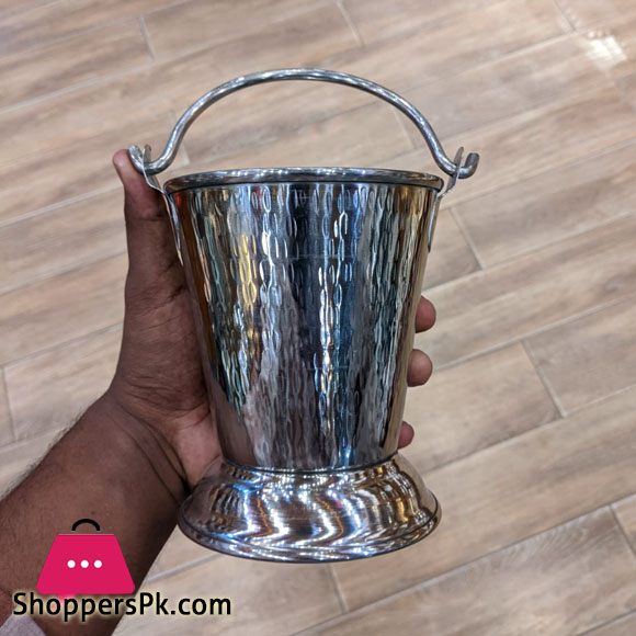 Traditional Stainless Steel Balti Kitchen Stainless Steel Bucket for Serving Daal Small Bucket
