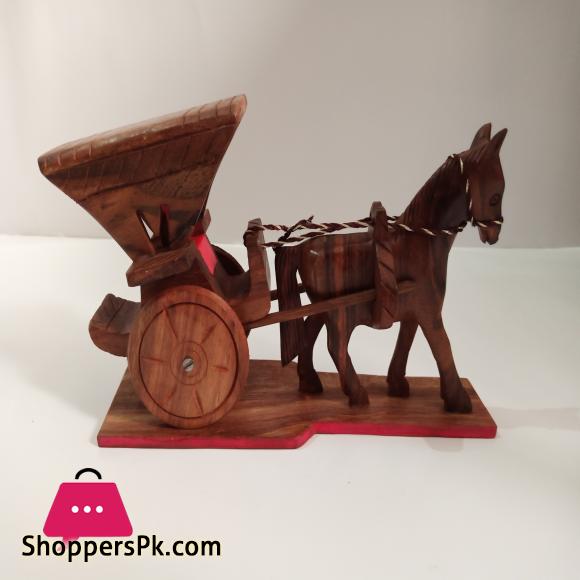 Traditional Tanga Buggi Wooden Horse Carriage Home Decor Wooden Horse