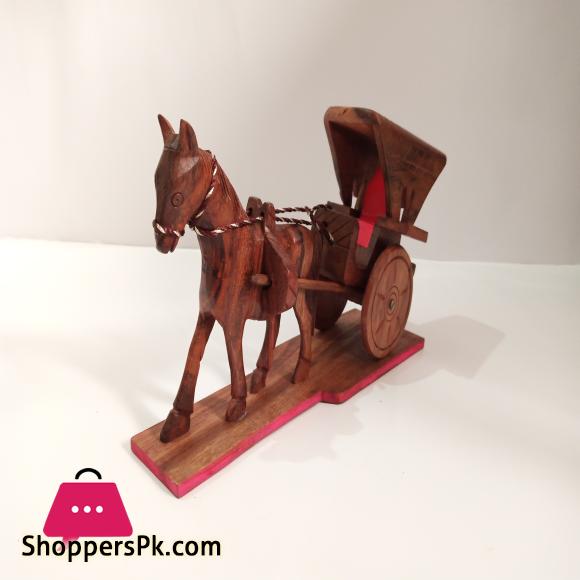 Traditional Tanga Buggi Wooden Horse Carriage Home Decor Wooden Horse