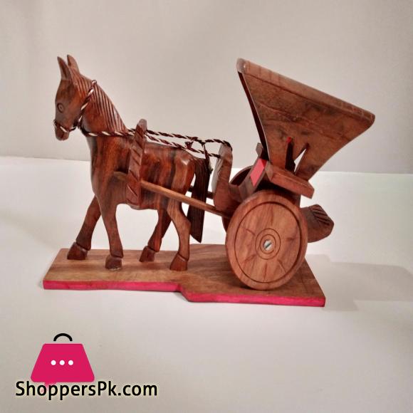 Traditional Tanga Buggi Wooden Horse Carriage Home Decor Wooden Horse