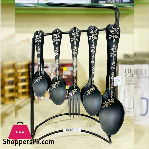 Unique Pattern Design Stainless Steel Flatware Set Service for 8 Matt black Cutlery Set Dishwasher Safe