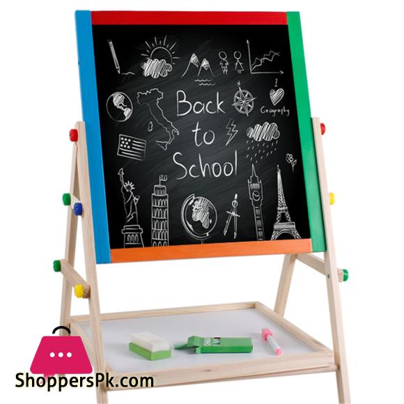 Wooden Kids Learning Art Easel Magnetic Stationery Double Sided Drawing Board Kit -