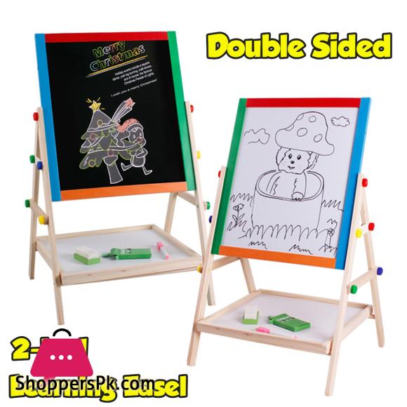 Wooden Kids Learning Art Easel Magnetic Stationery Double Sided Drawing Board Kit -