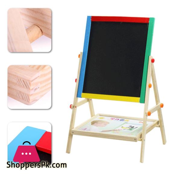 Wooden Kids Learning Art Easel Magnetic Stationery Double Sided Drawing Board Kit -