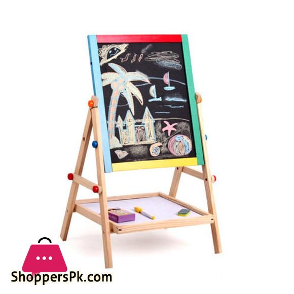 Wooden Kids Learning Art Easel Magnetic Stationery Double Sided Drawing Board Kit -