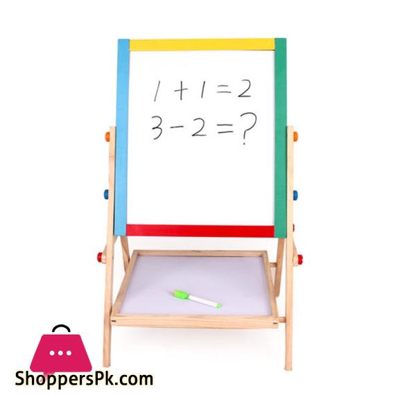 Wooden Kids Learning Art Easel Magnetic Stationery Double Sided Drawing Board Kit -