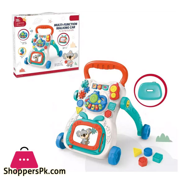 Multifunctional Learning Musical Toy 4 Wheels Baby Walker With Drawing Pad