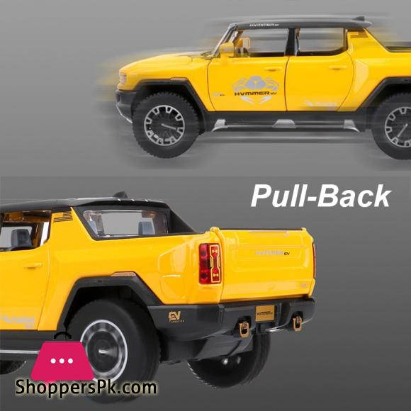 1:24 Hummer EV Truck Alloy Car Model New Energy Off-road Vehicle Toys Simulation With Sound And Light Two Styles