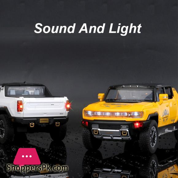 1:24 Hummer EV Truck Alloy Car Model New Energy Off-road Vehicle Toys Simulation With Sound And Light Two Styles