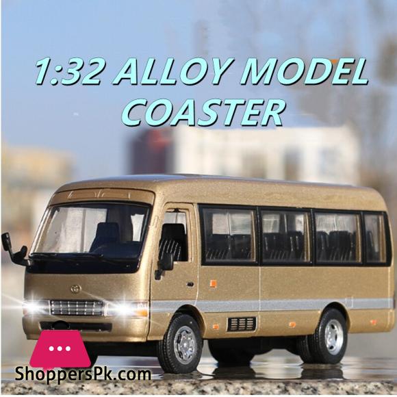 1:32 Toyota Coaster Bus Alloy Car Diecast Model Car Toy Simulation Metal Business Bus Vehicle Toys For Kids Gifts