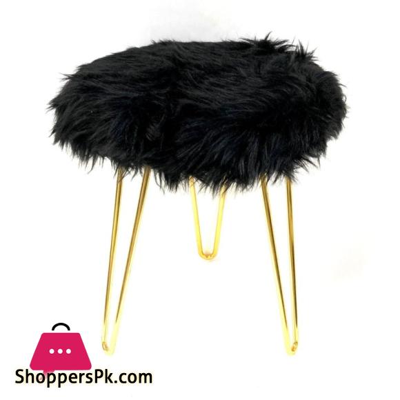 3 LEGGED FURRY METAL STOOL