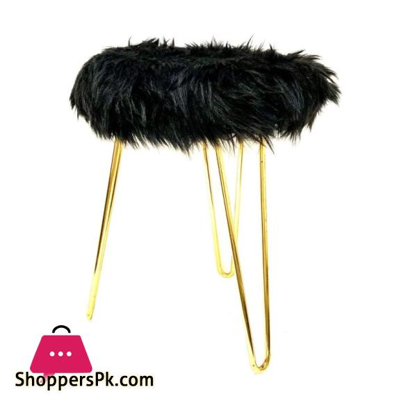 3 LEGGED FURRY METAL STOOL