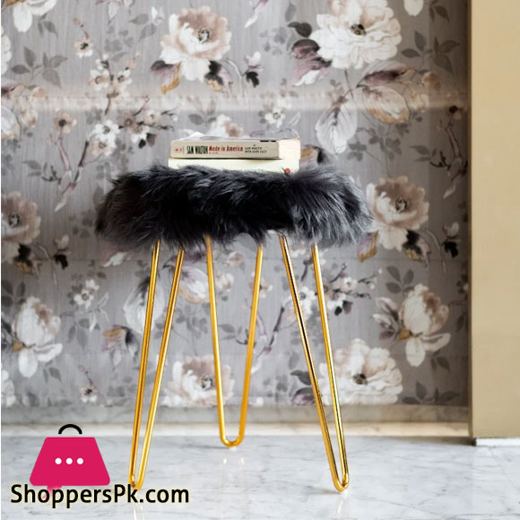 3 LEGGED FURRY METAL STOOL