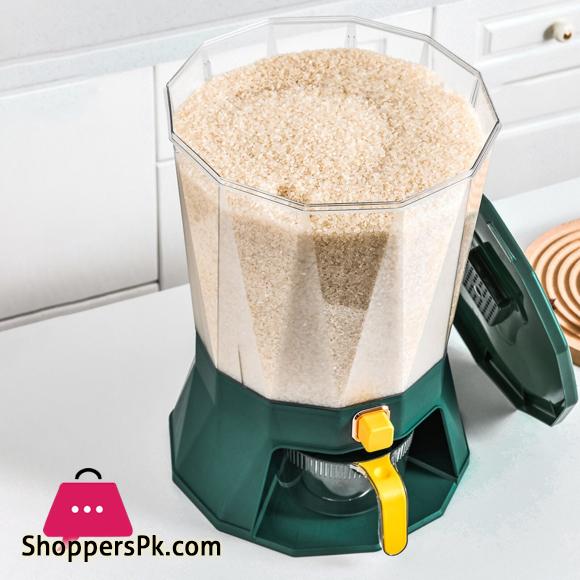 4 Grid Rice Dispenser Cereal Storage Container with Large Dry Food Container, Transparent 4 Compartments and Candy Rotating Base