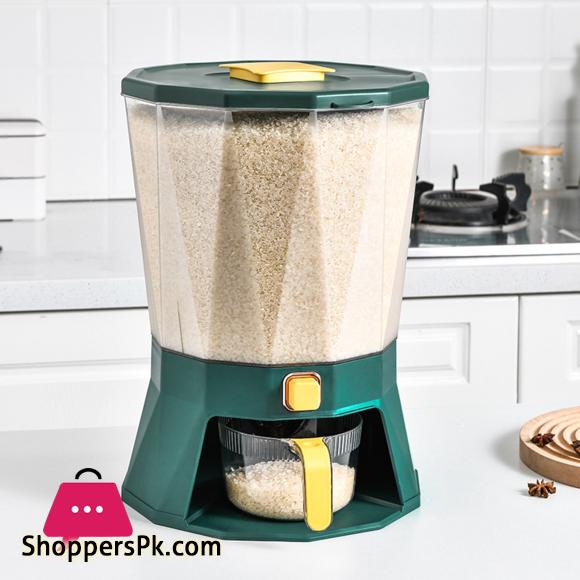 4 Grid Rice Dispenser Cereal Storage Container with Large Dry Food Container, Transparent 4 Compartments and Candy Rotating Base