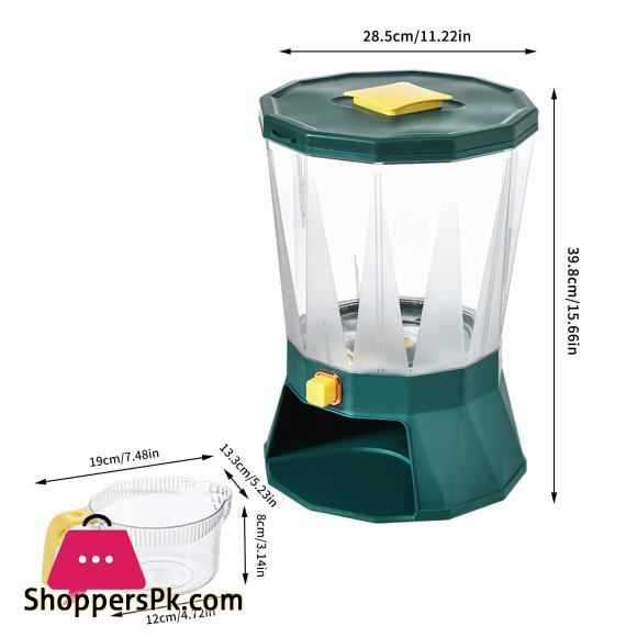 4 Grid Rice Dispenser Cereal Storage Container with Large Dry Food Container, Transparent 4 Compartments and Candy Rotating Base