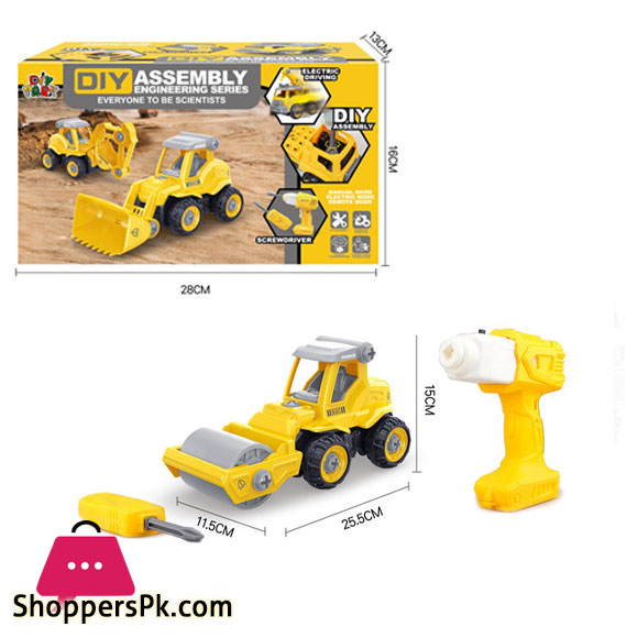 Assembly Excavator Toy - Electric Construction Vehicles Toy Set with Drill