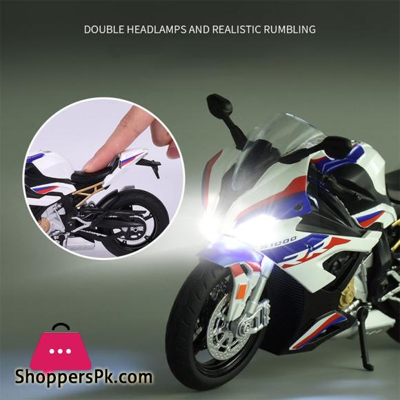 BMW S1000RR Diecast Motorcycle Model Toy BMW S1000RR Replica with Sound and Light Boy Gift Birthday Present