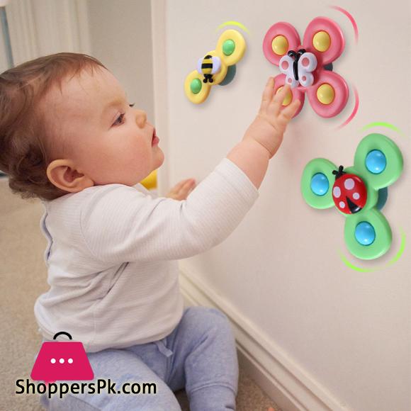 Baby Rattle Toy Fun Insects With Suction Cup Swivel Bath Rattle Toy Rattle Development Educational Toy - Pack of 3