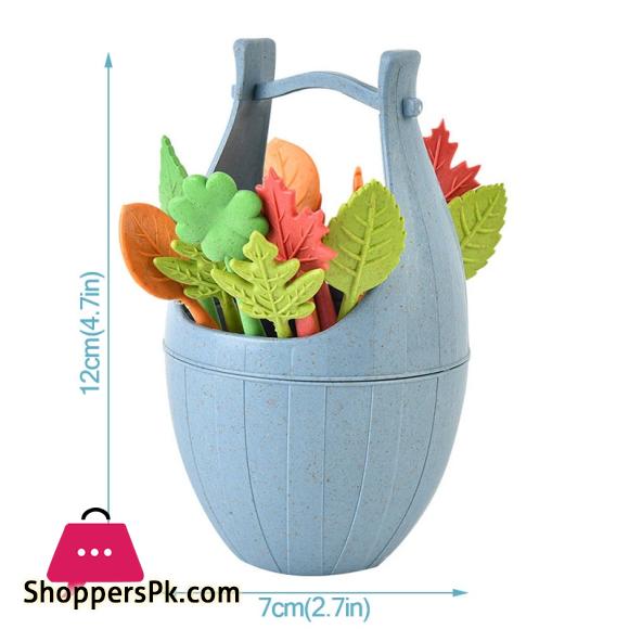 Biodegradable Fruit Fork Set Wheat Straw Leaves Desert Fork Salad Vegetable Barbecue Party Cocktail Picks - Table Decor