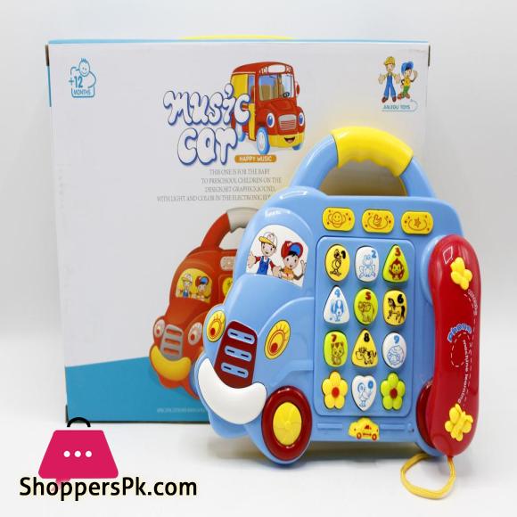 Bus Shaped Musical Telephone Toy Blue