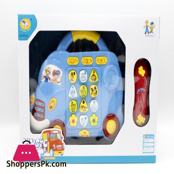 Bus Shaped Musical Telephone Toy Blue