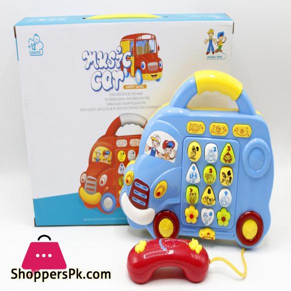 Bus Shaped Musical Telephone Toy Blue